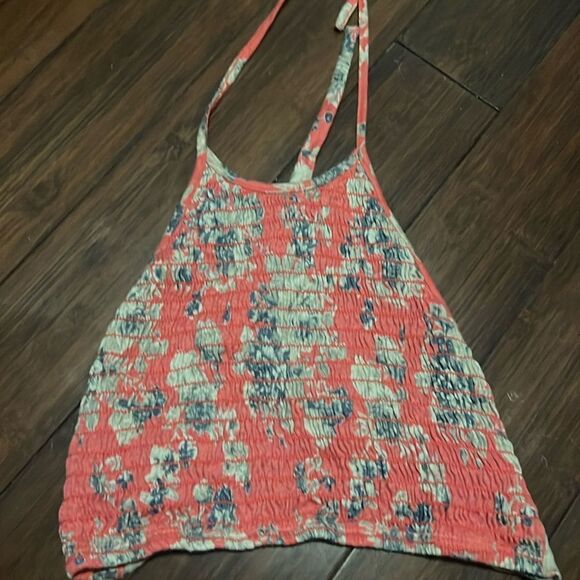 Pink Floral Halter Top - Size Small - NEW Never Worn - Ties at Neck & Back - Picture 1 of 3